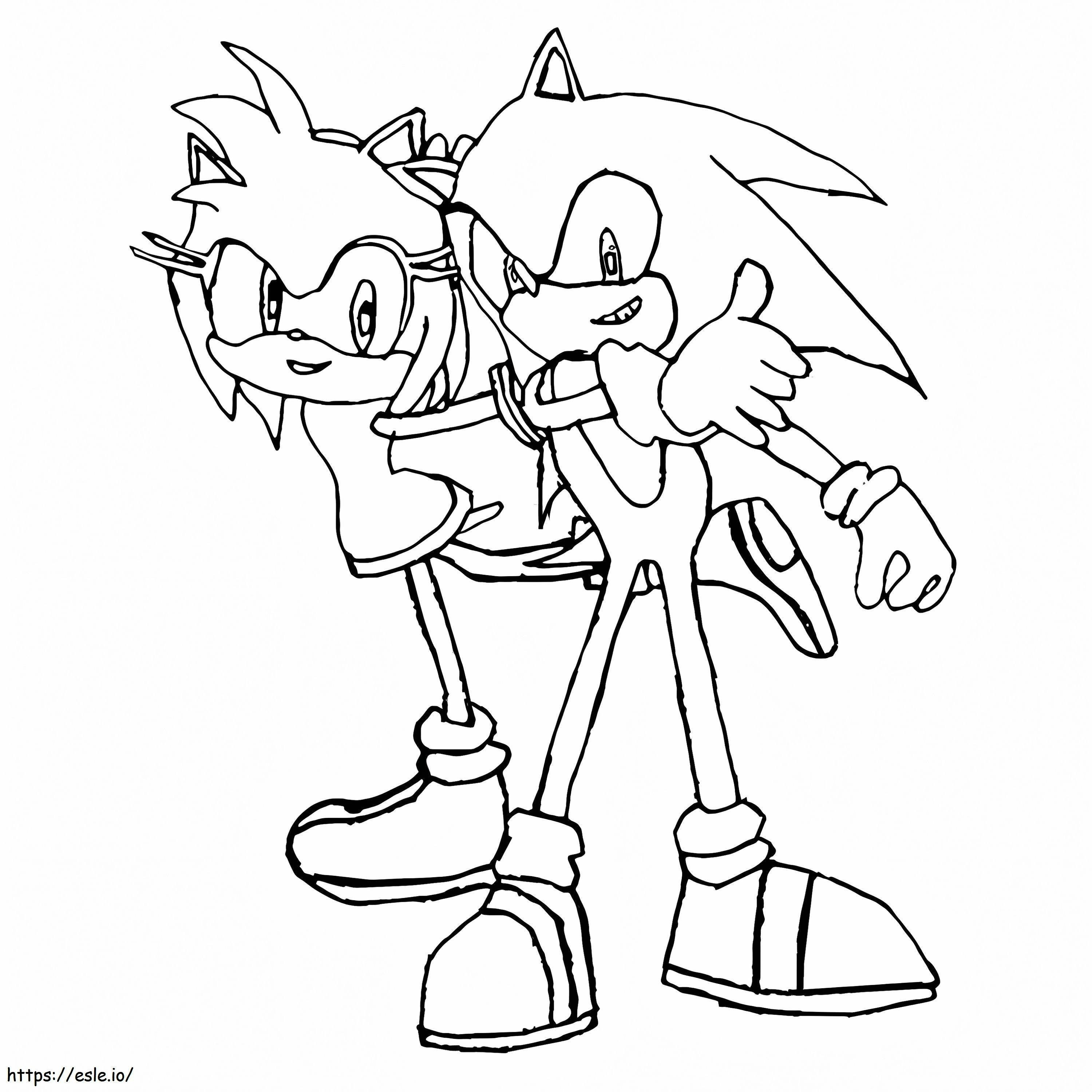 Sonic și Amy Rose de colorat