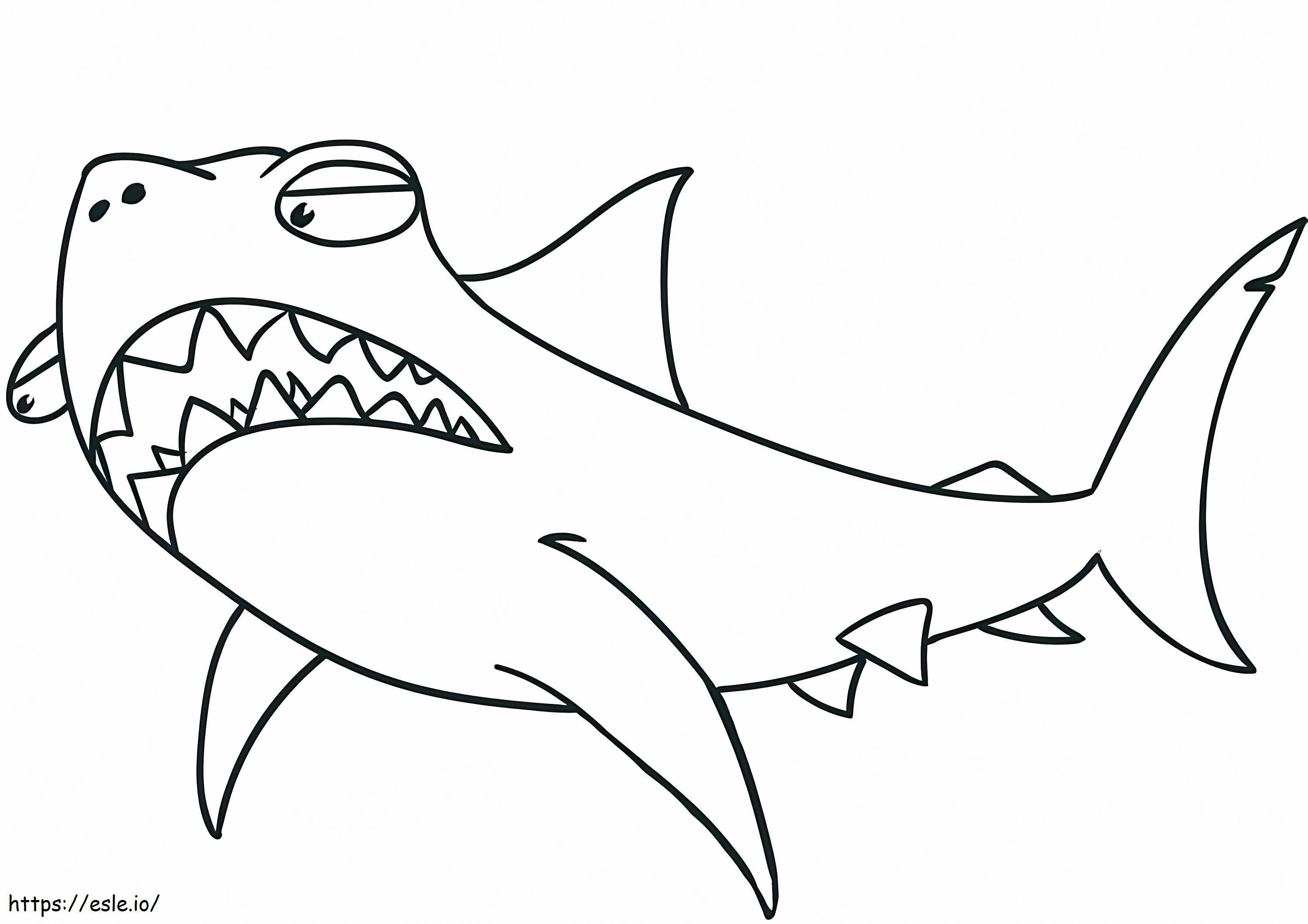 漫画面白いサメ ぬりえ - 塗り絵