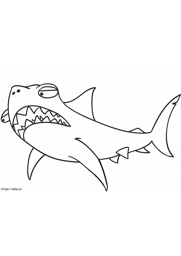 Tubarão engraçado de desenho animado para colorir