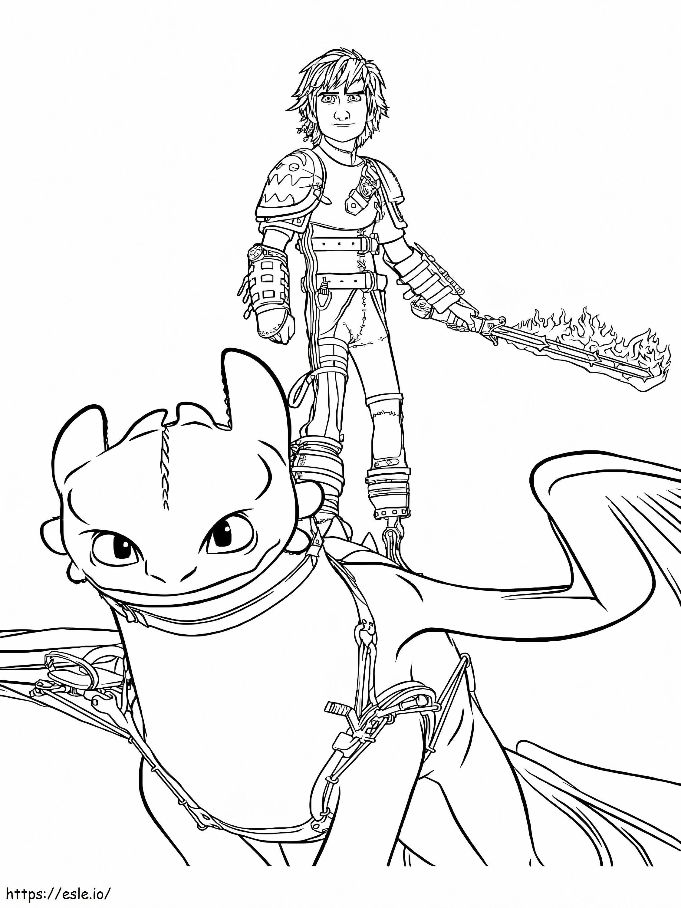 Cool Hiccup And Toothless coloring page