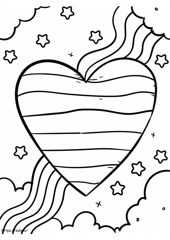 Coloriage Coeur arc-en-ciel à imprimer dessin
