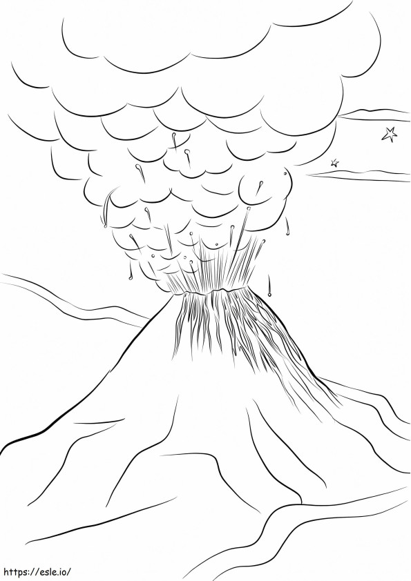 Coloriage Éruption du volcan Paricutin à imprimer dessin