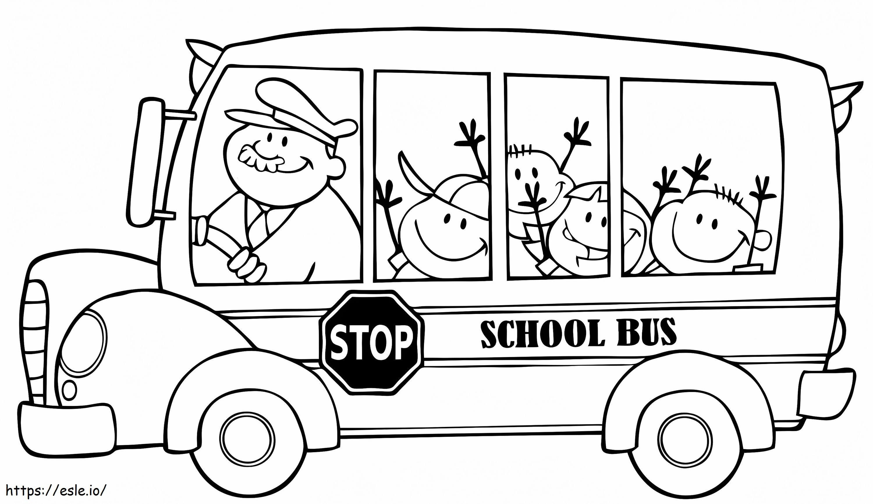 Crianças no ônibus escolar para colorir
