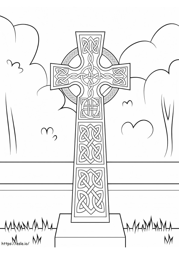 Coloriage Croix celtique avec ornement à imprimer dessin