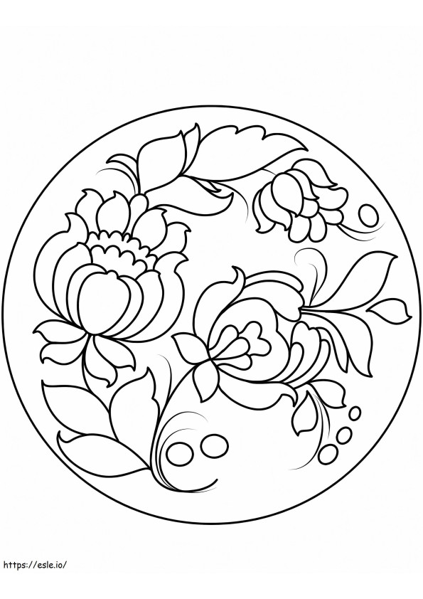 Petrykivka Painting Plate coloring page