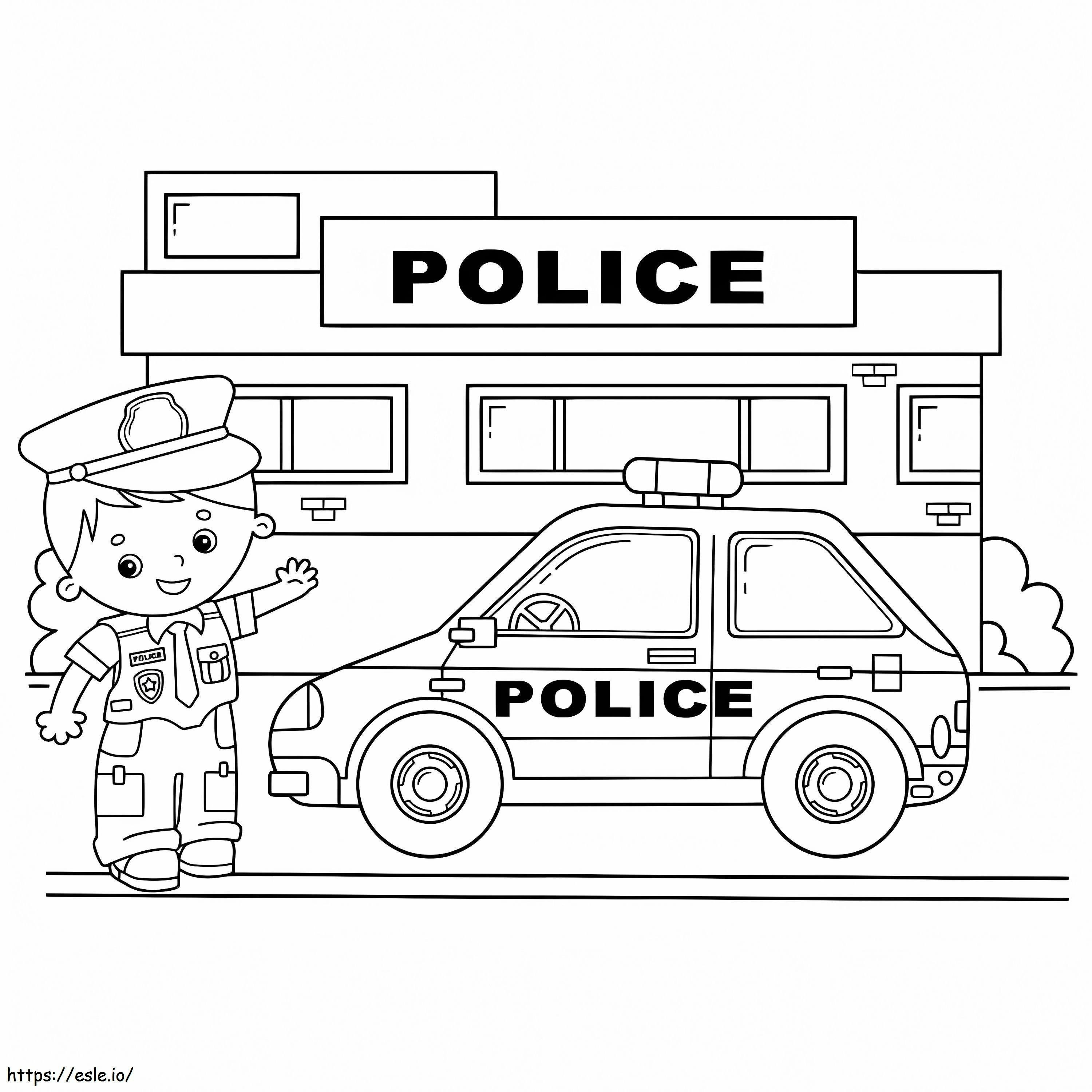 Coloriage Poste de police imprimable à imprimer dessin