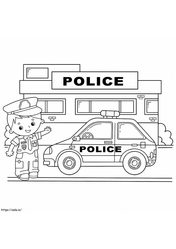 Coloriage Poste de police imprimable à imprimer dessin