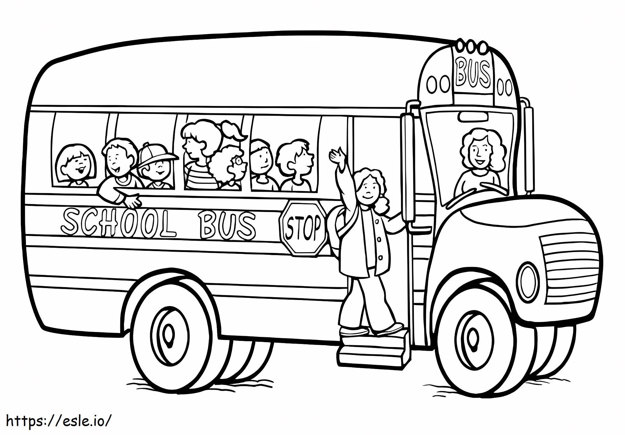 Lapset koulubussissa värityskuva