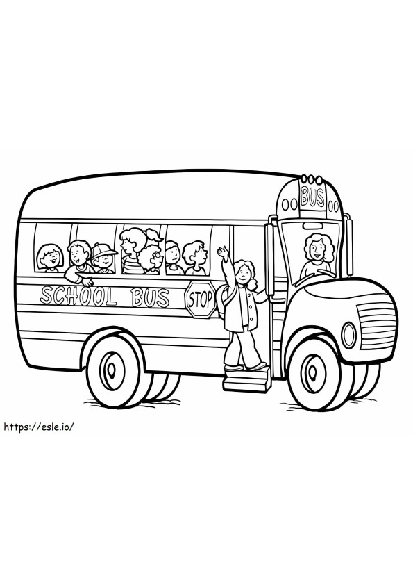 Copii în autobuzul școlar de colorat