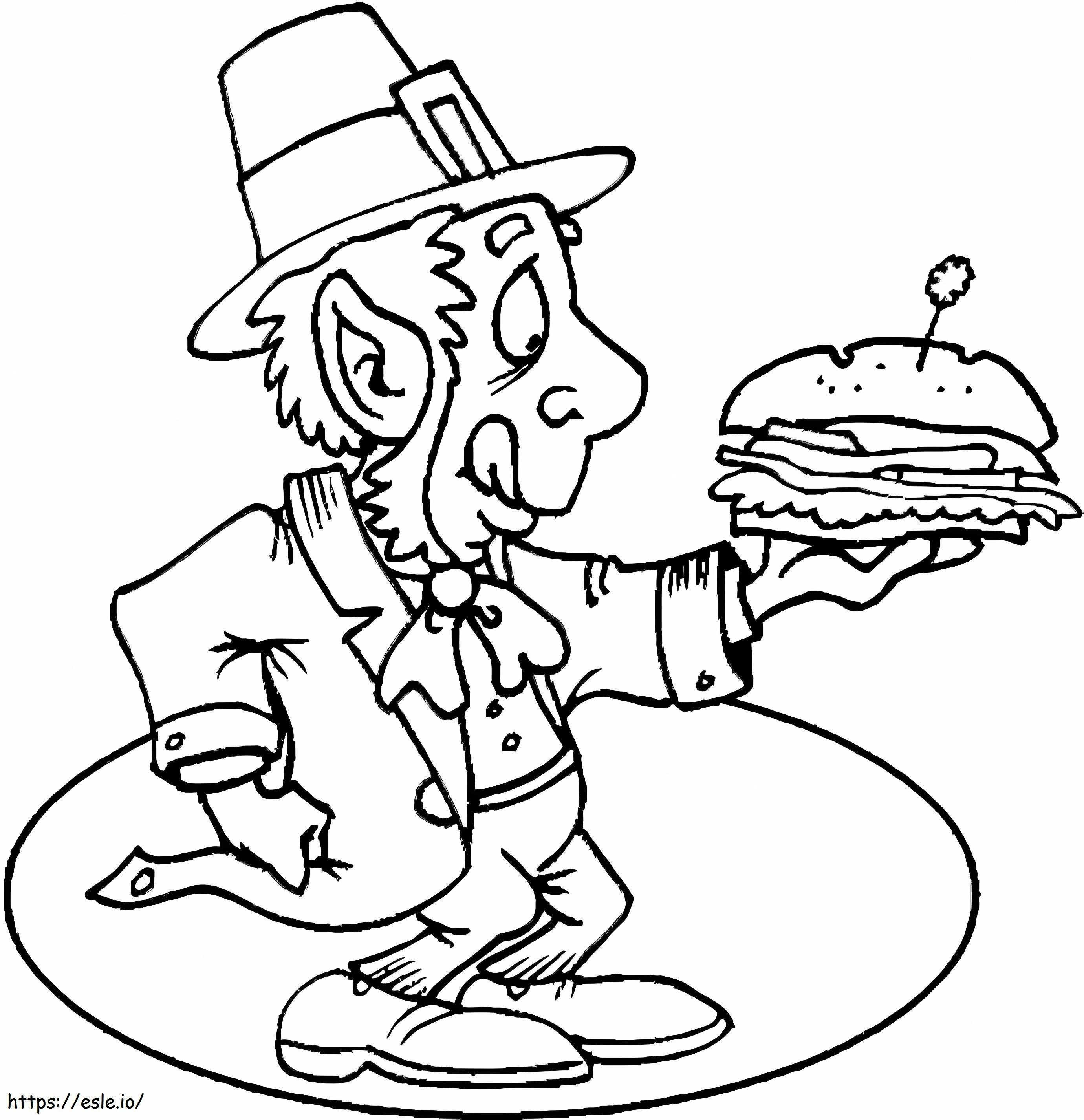 Leprechaun With Sandwich coloring page