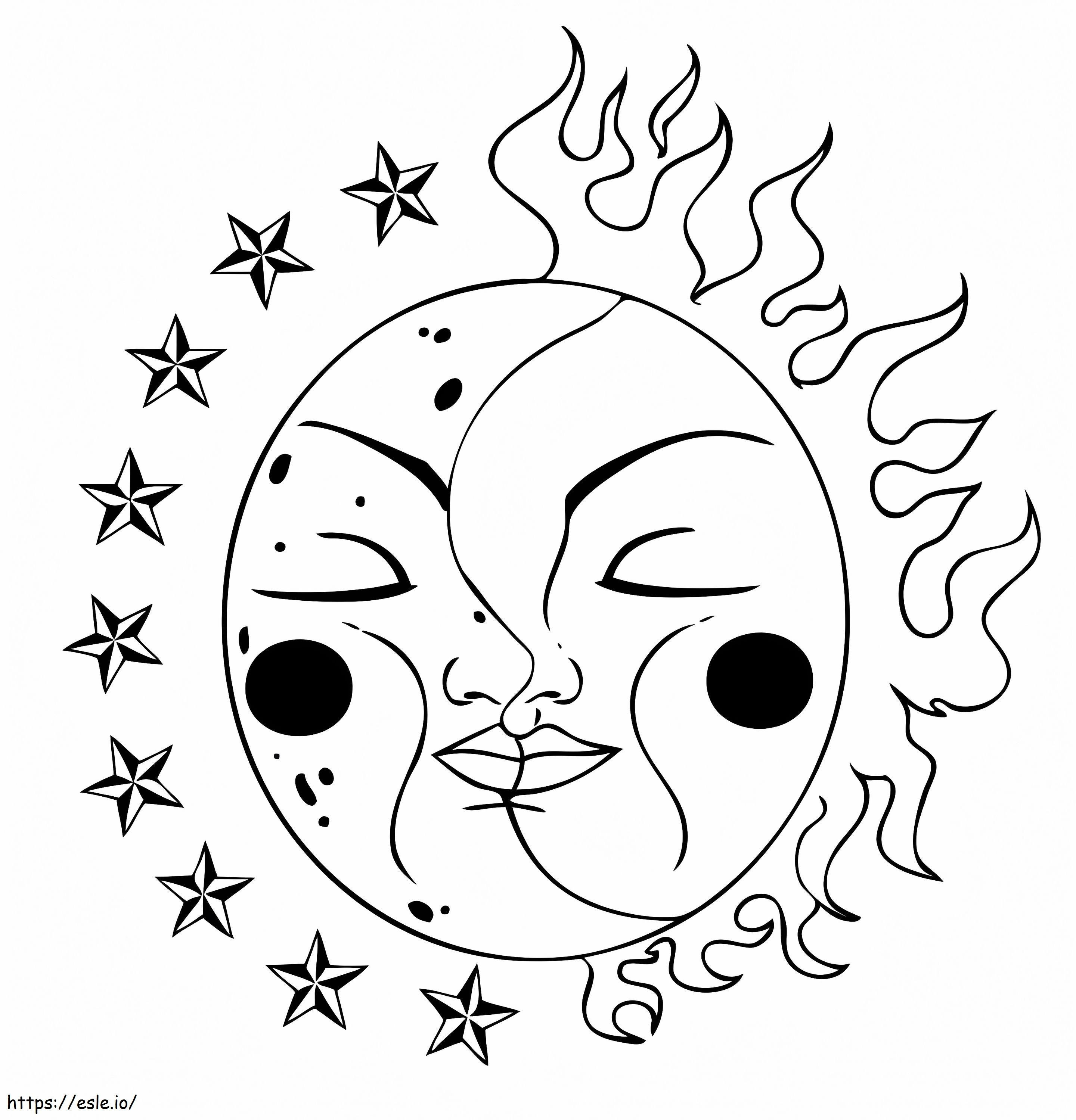 Sun And Moon 1 coloring page
