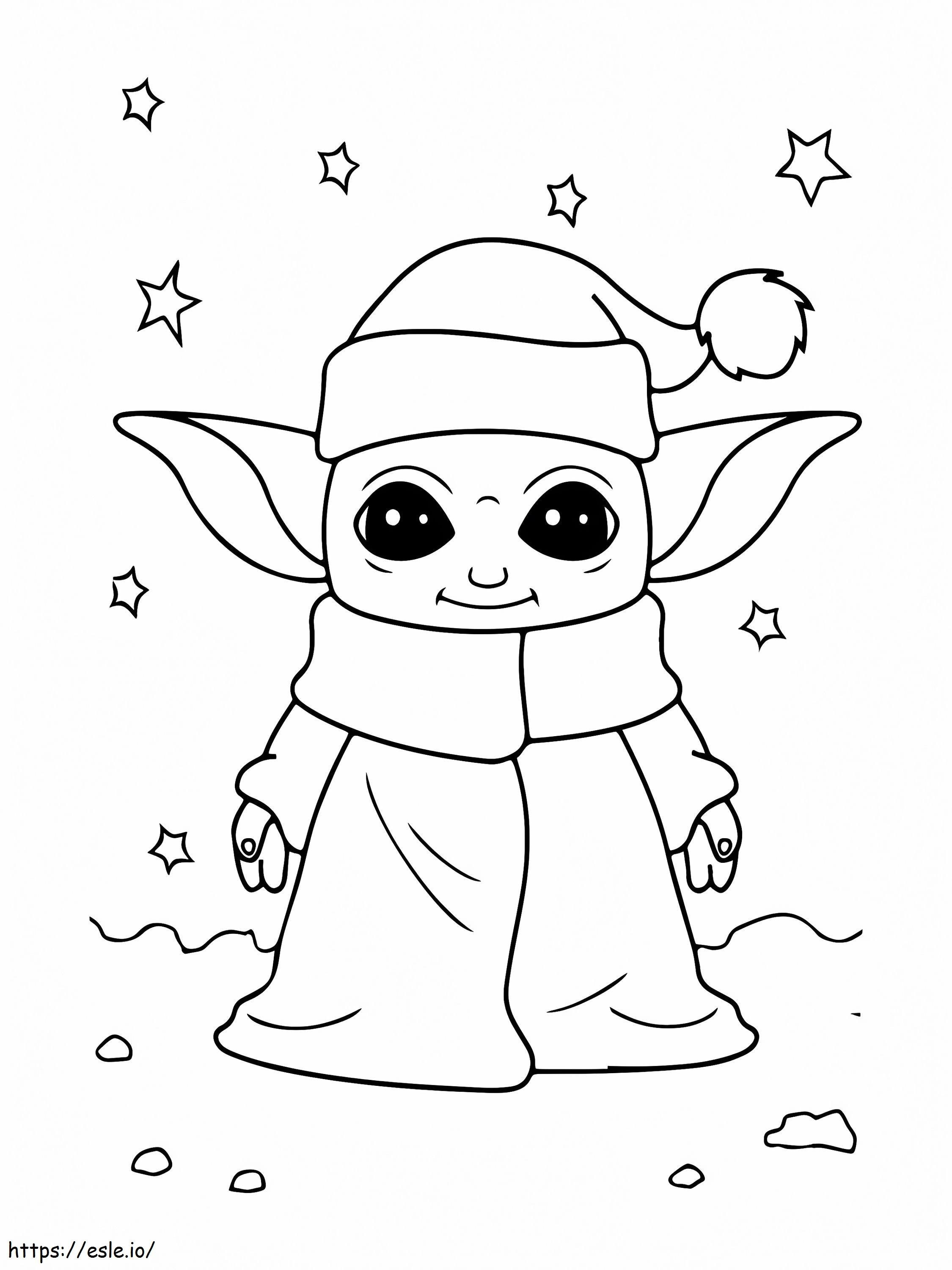 Coloriage Coloriage De Noël Bébé Yoda 2 à imprimer dessin