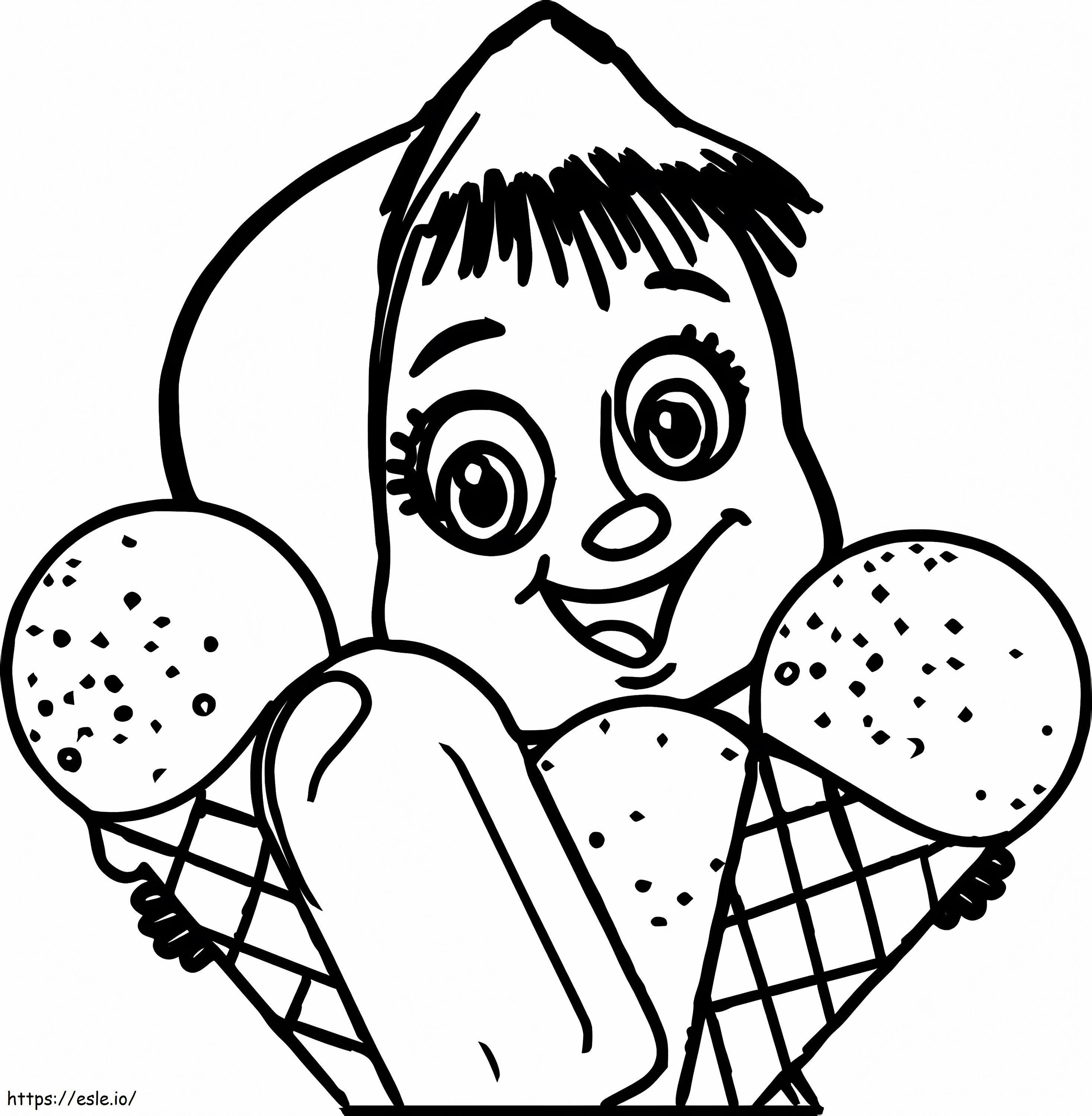 Masha With Ice Cream coloring page