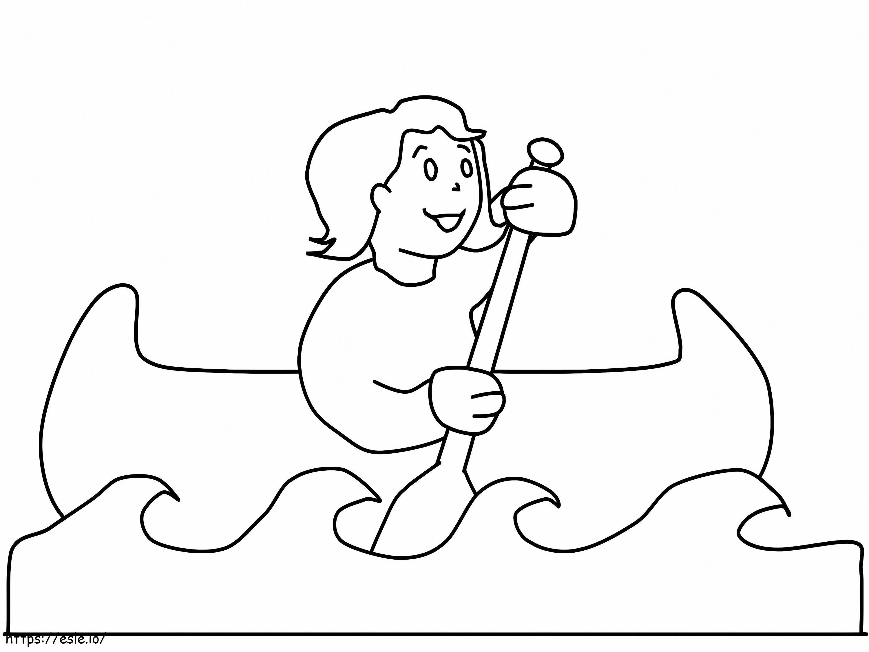ボートを漕ぐ女の子 ぬりえ - 塗り絵