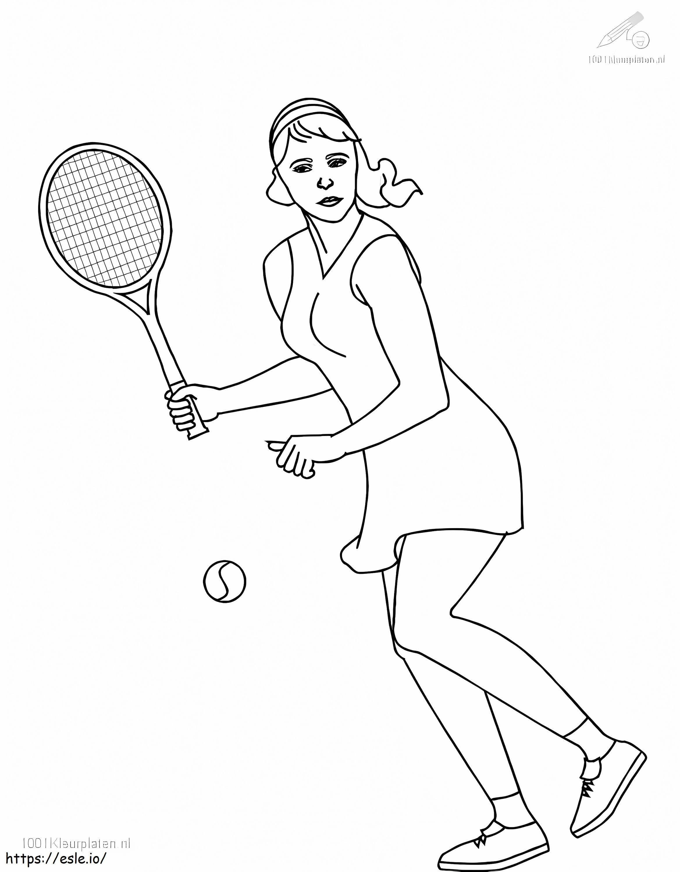 Nainen Pelaa tennistä värityskuva