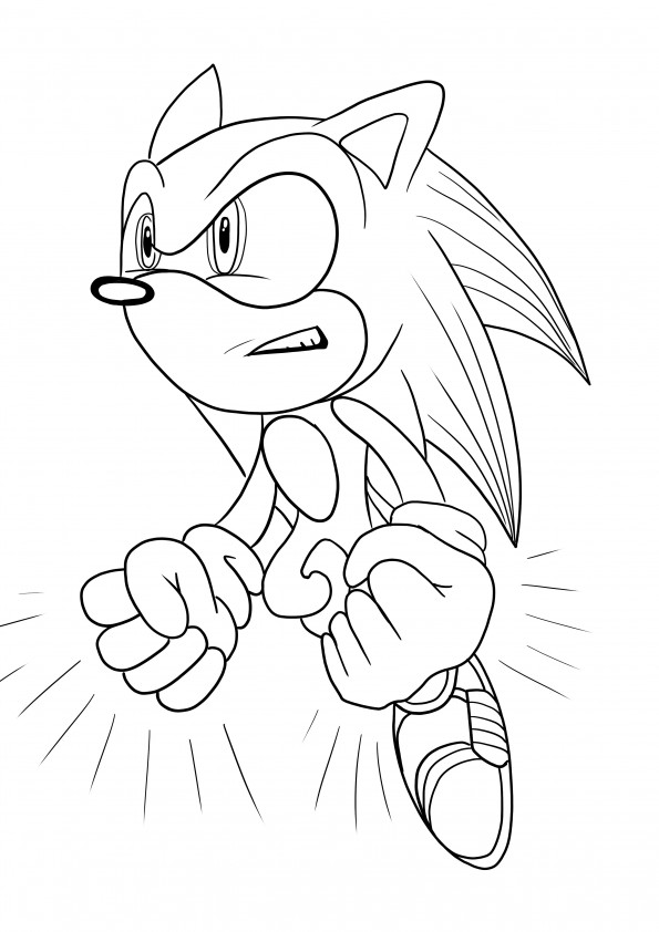 Angry Sonic free printing and coloring image