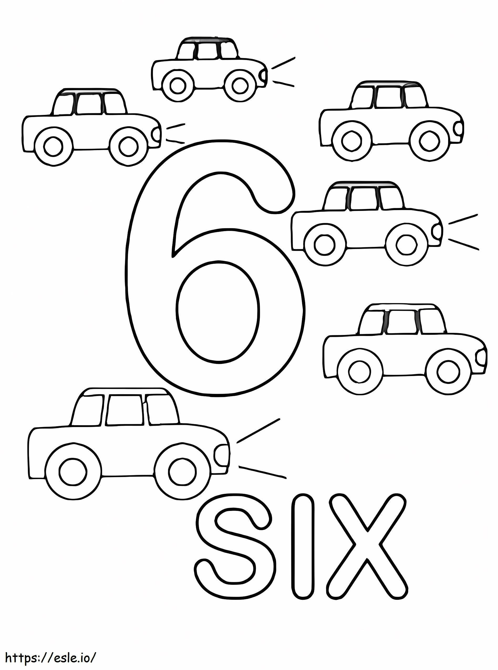 Coloriage Voiture numéro six et six à imprimer dessin