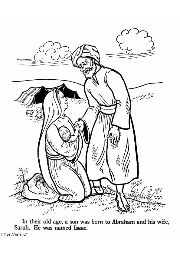 Avraam și Sara și fiul Issac de colorat