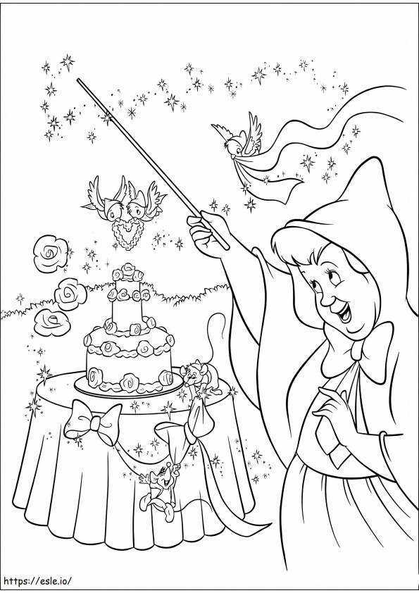 The Fairy Making Wedding Cake coloring page