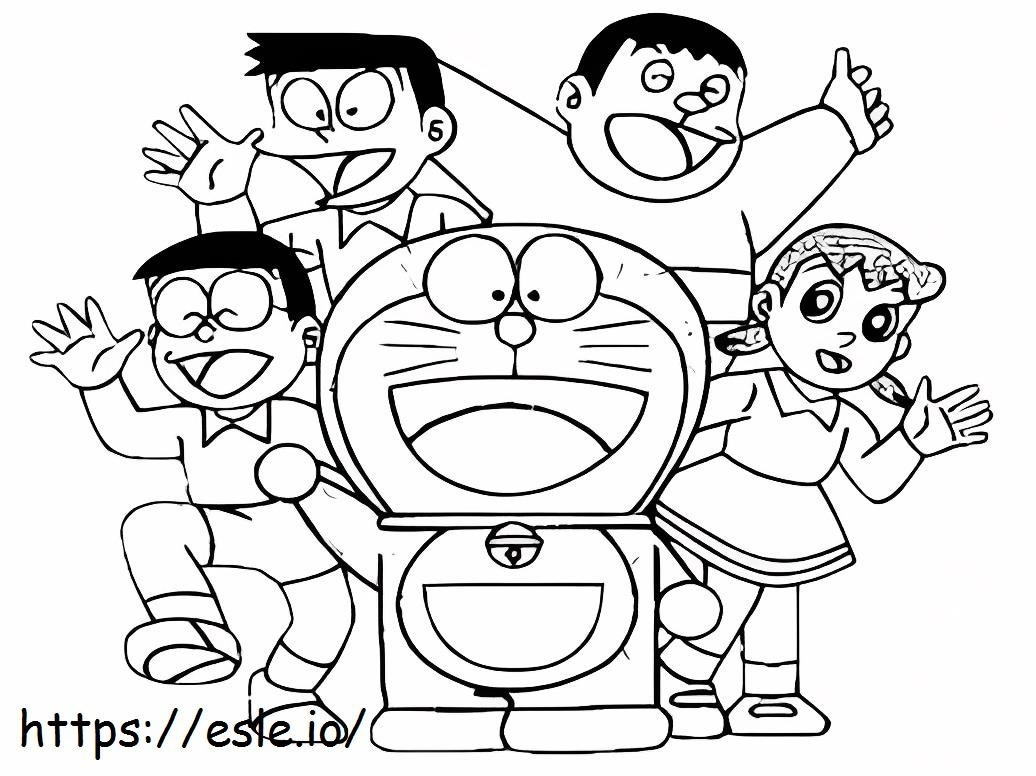 Nobita And Team coloring page