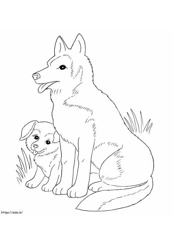 Cachorro e cachorrinho para colorir