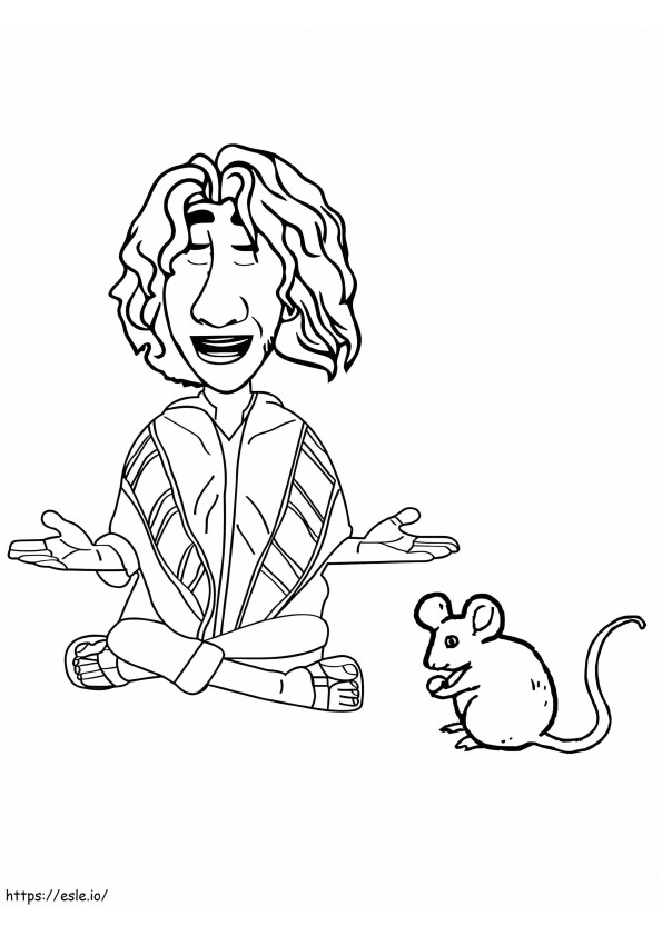 瞑想するブルーノ・マドリガルとネズミ ぬりえ - 塗り絵