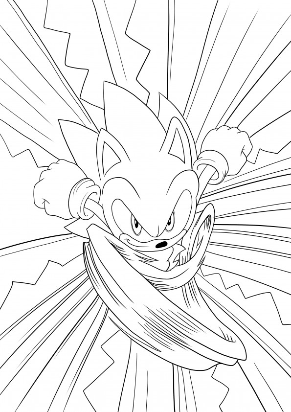 Descarga y coloreado gratis de Sonic furioso y rápido