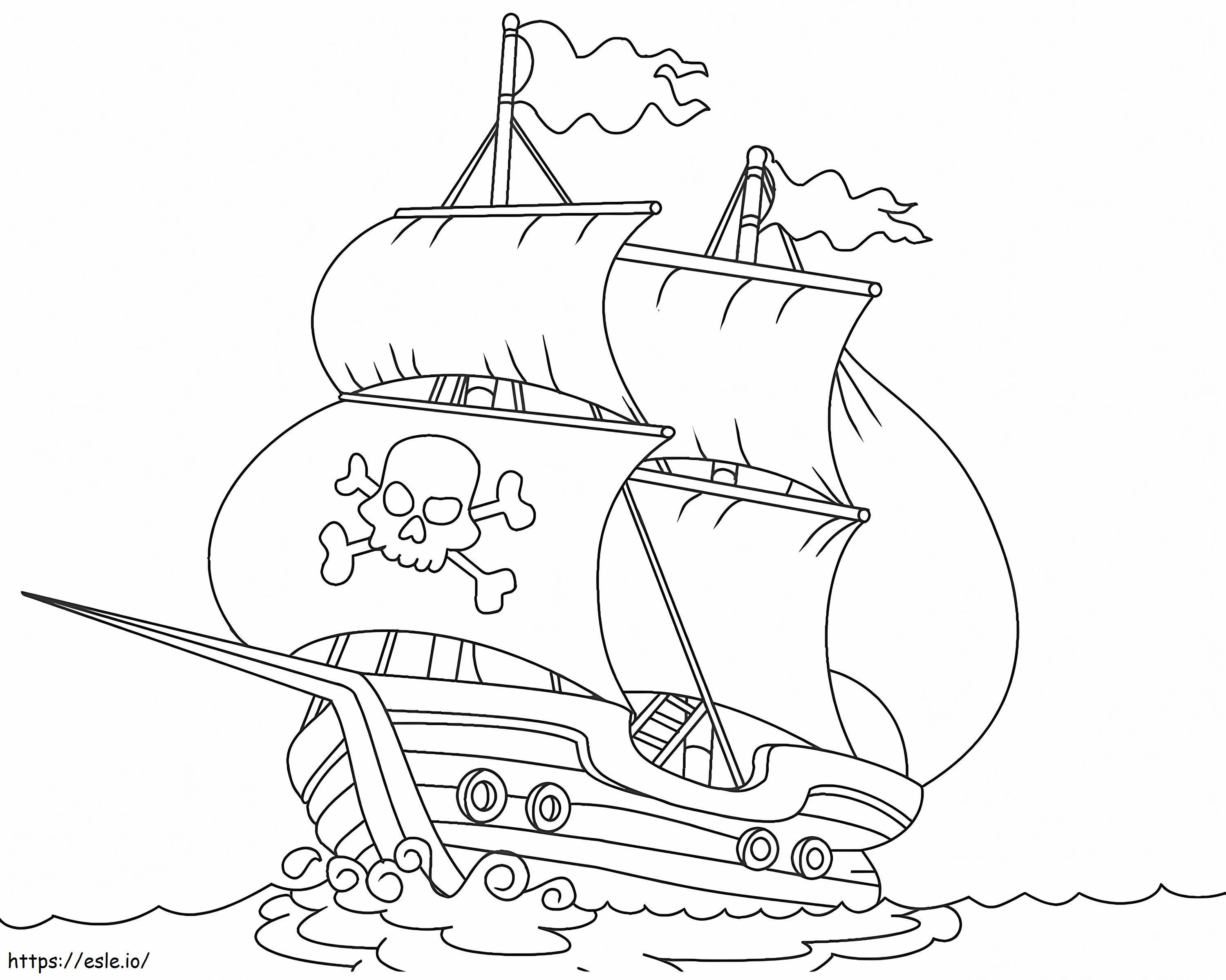 Coloriage Coloriage du grand bateau pirate à imprimer dessin