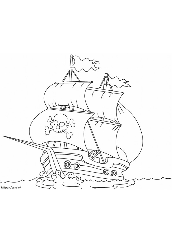 Coloriage Coloriage du grand bateau pirate à imprimer dessin