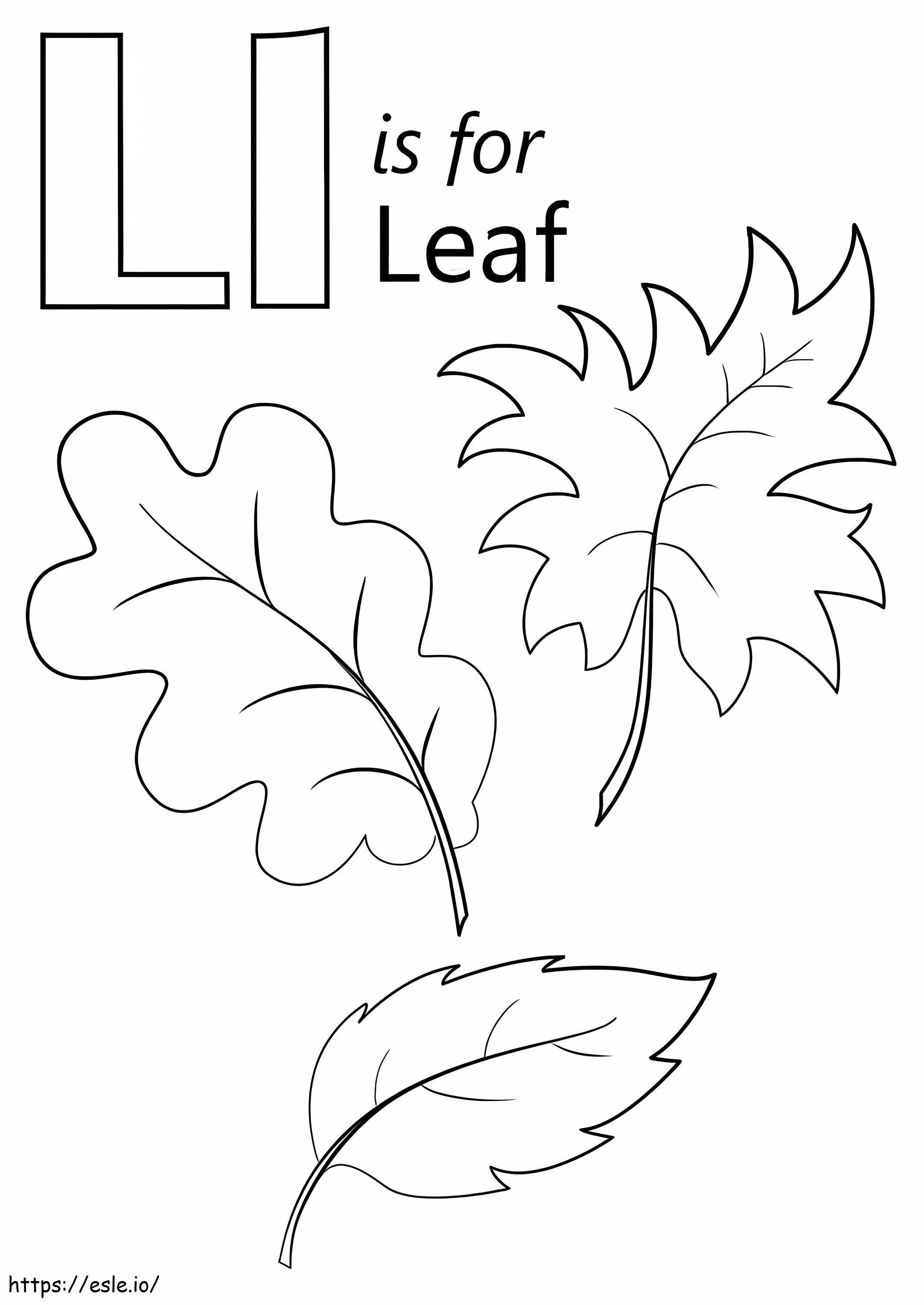 Litera frunză L de colorat