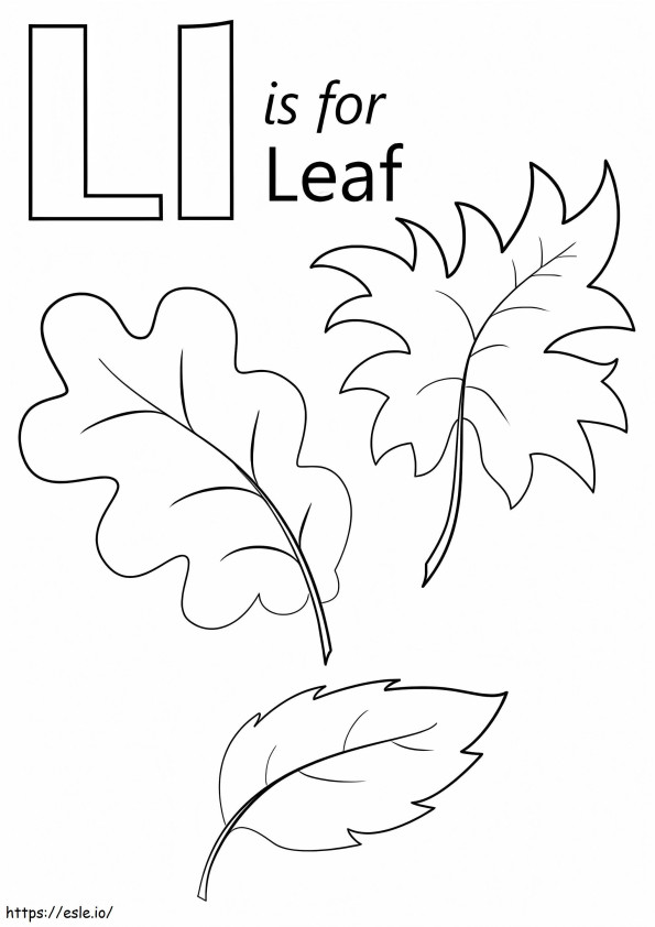 Leaf Letter L coloring page