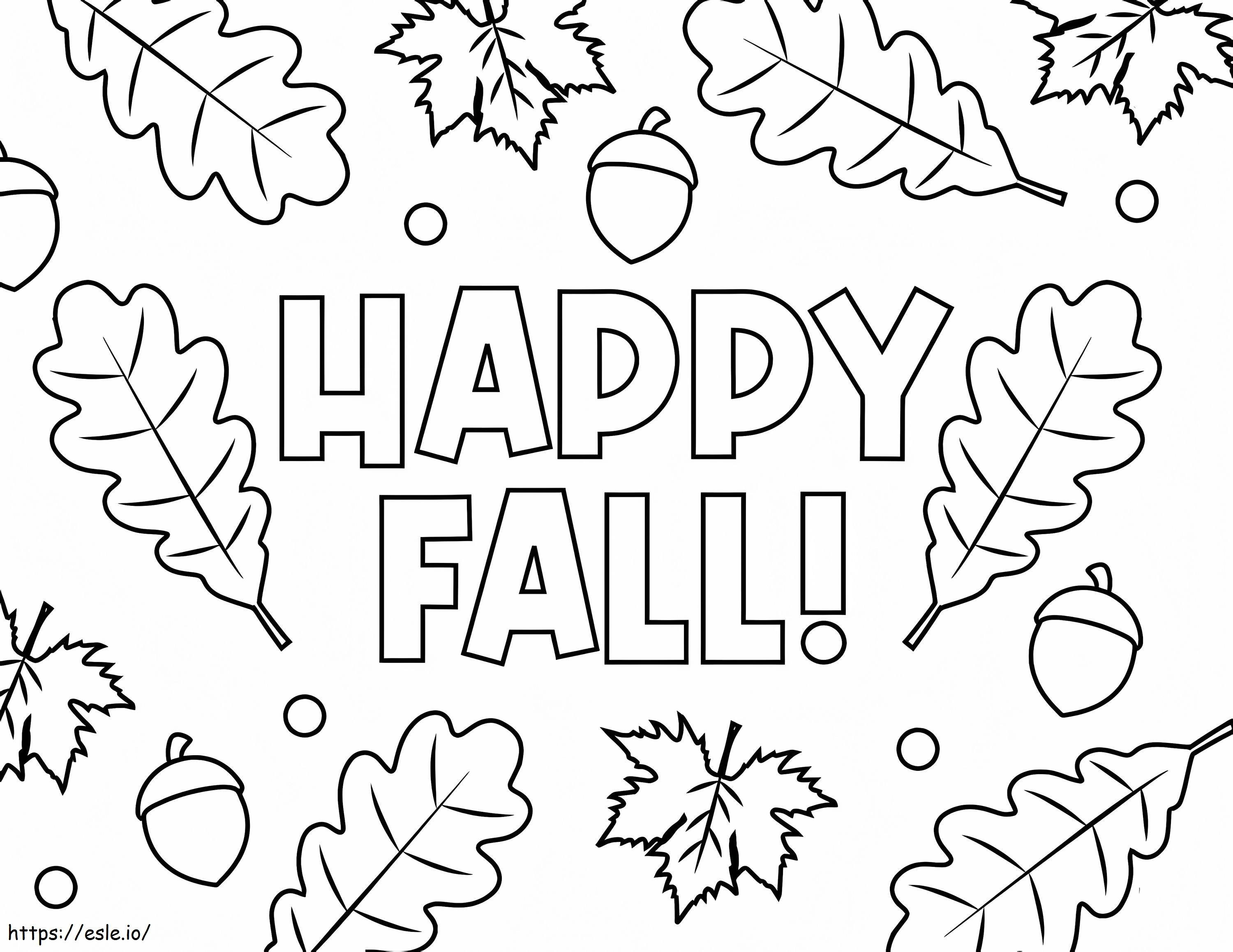 Happy Autumn With Leaf coloring page