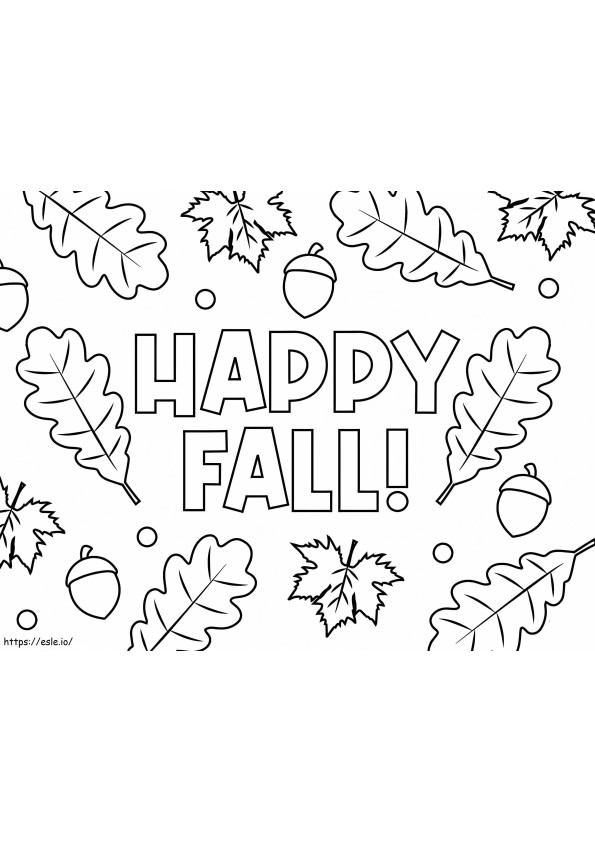 Coloriage Joyeux automne avec feuille à imprimer dessin