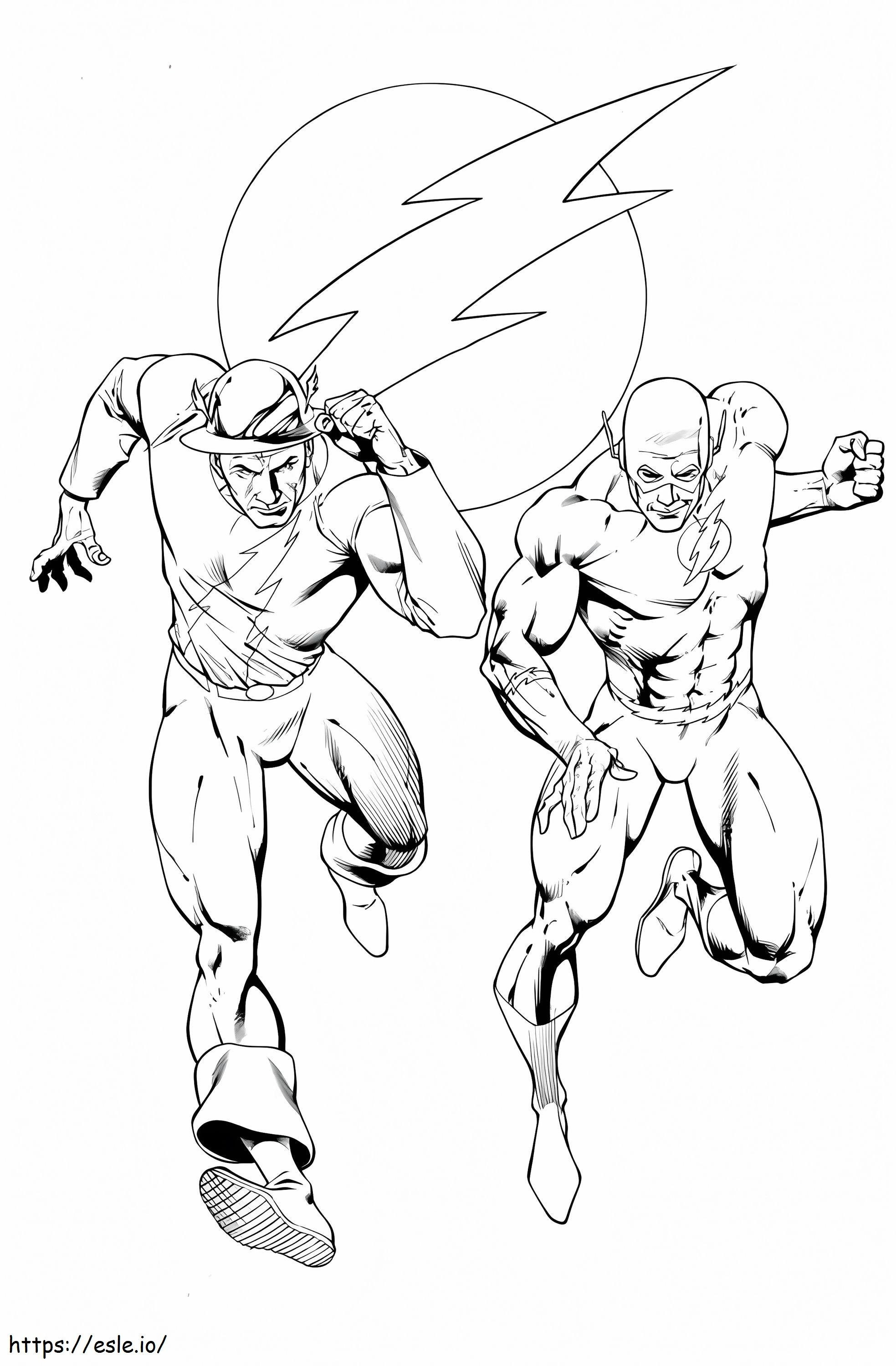 Flash e amigo correndo para colorir