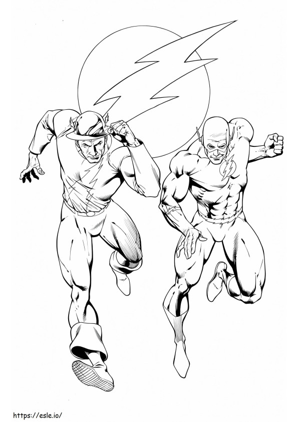 Flash i przyjaciel biegają kolorowanka