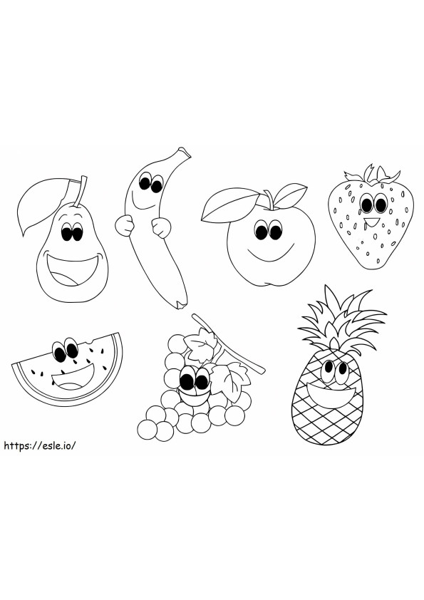 Coloriage Fruits souriants à imprimer dessin