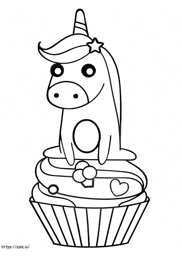 Unicorn On Cupcake coloring page
