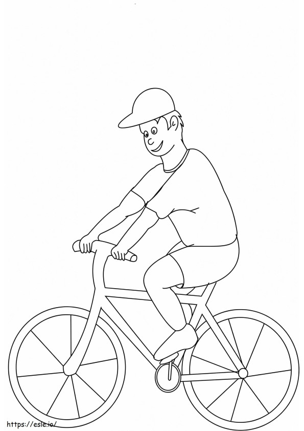 Menino sorridente andando de bicicleta para colorir