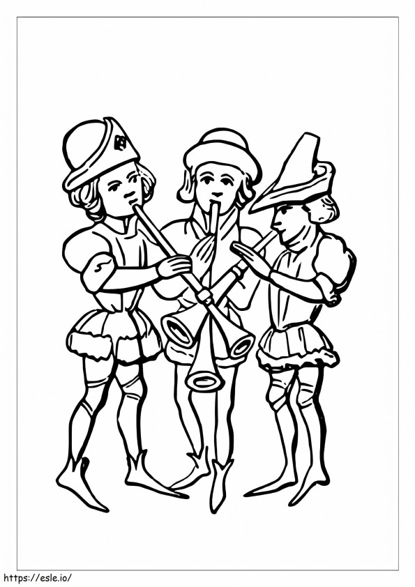 Three Person Music Instrument coloring page