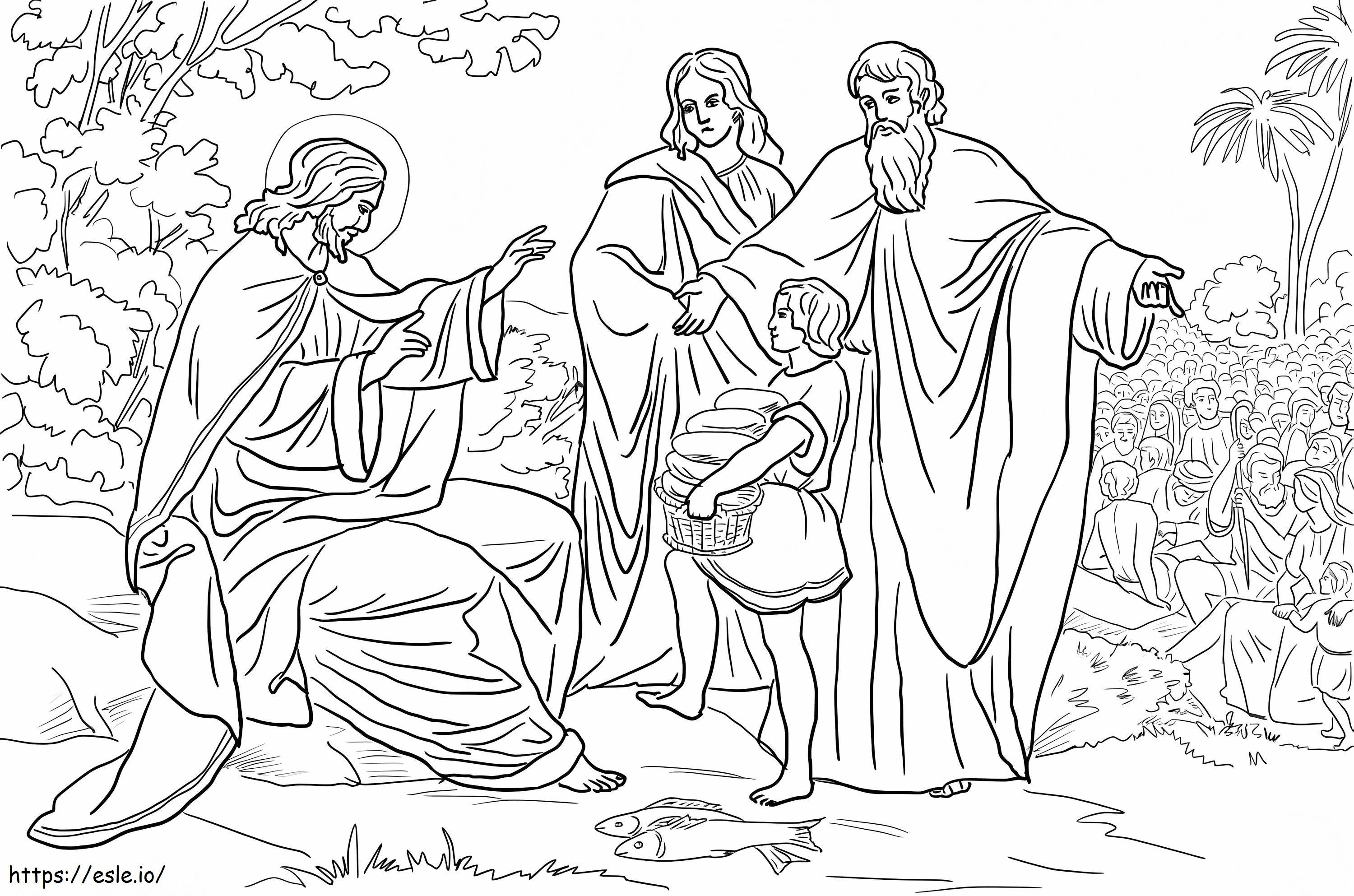 Jesus Feeding 5000 Printable coloring page