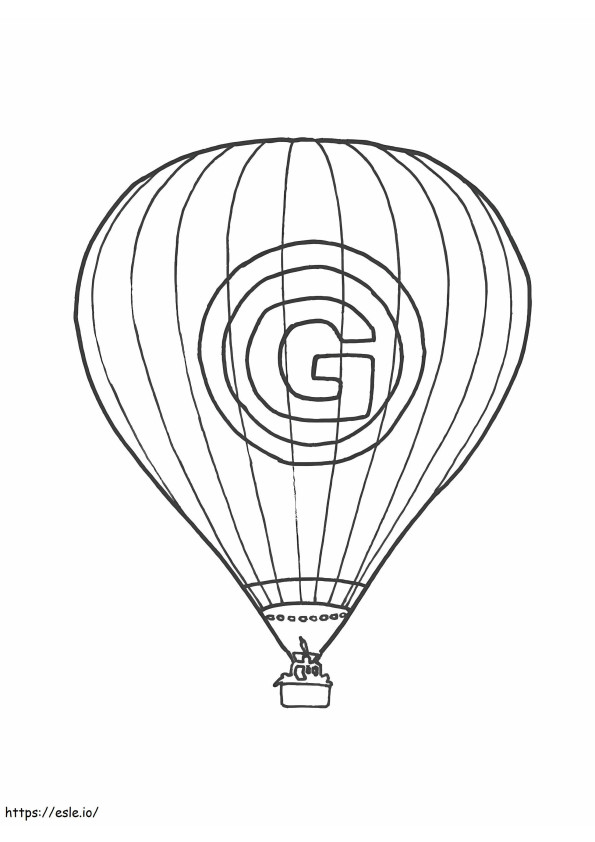 Globo aerostático con símbolo G para colorear