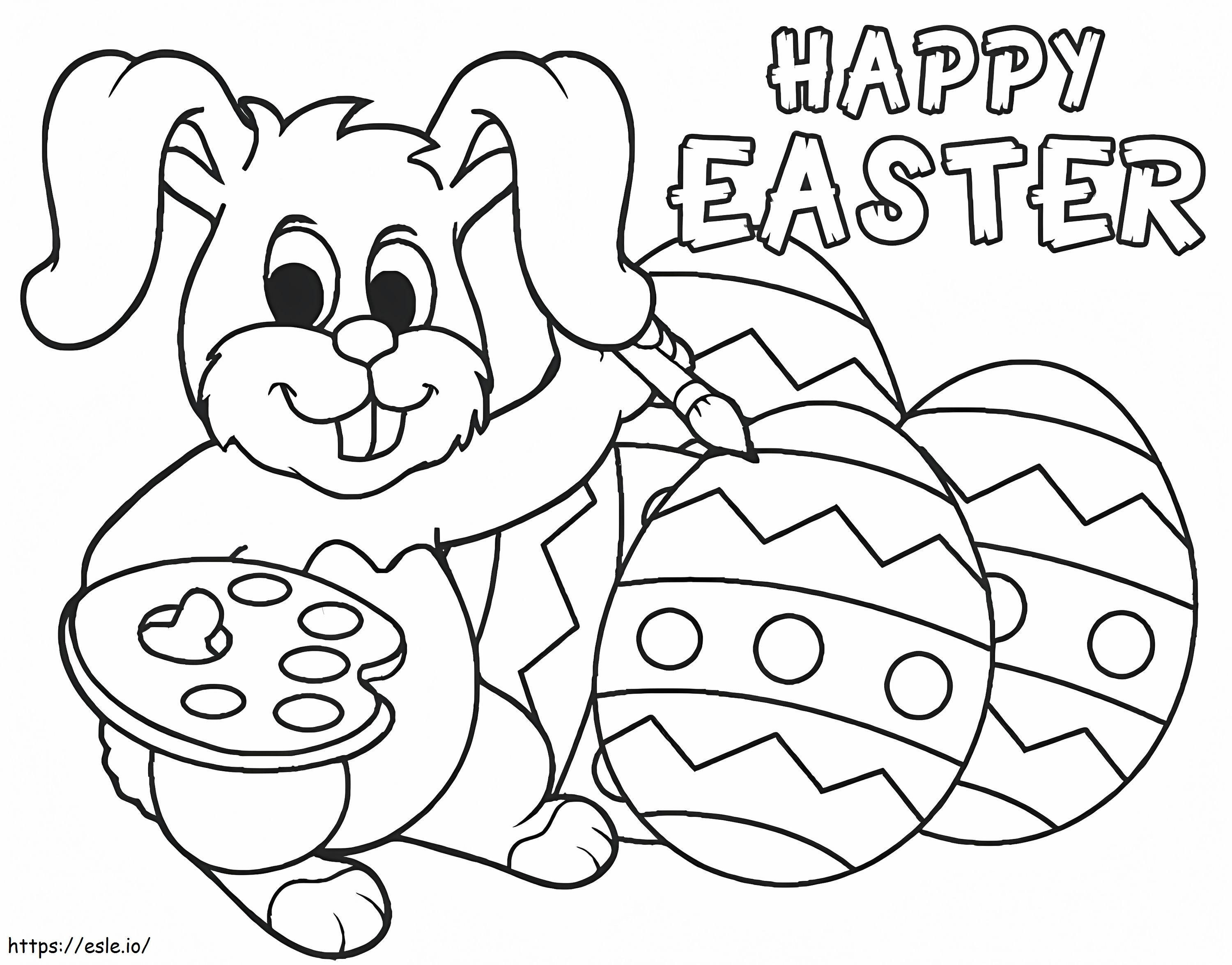 Bunny And Happy Easter coloring page