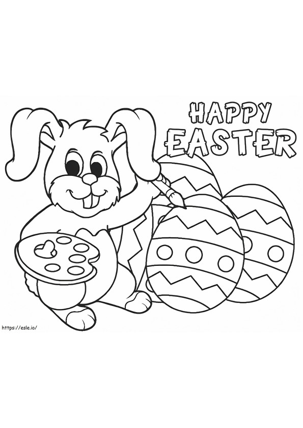 Bunny And Happy Easter coloring page
