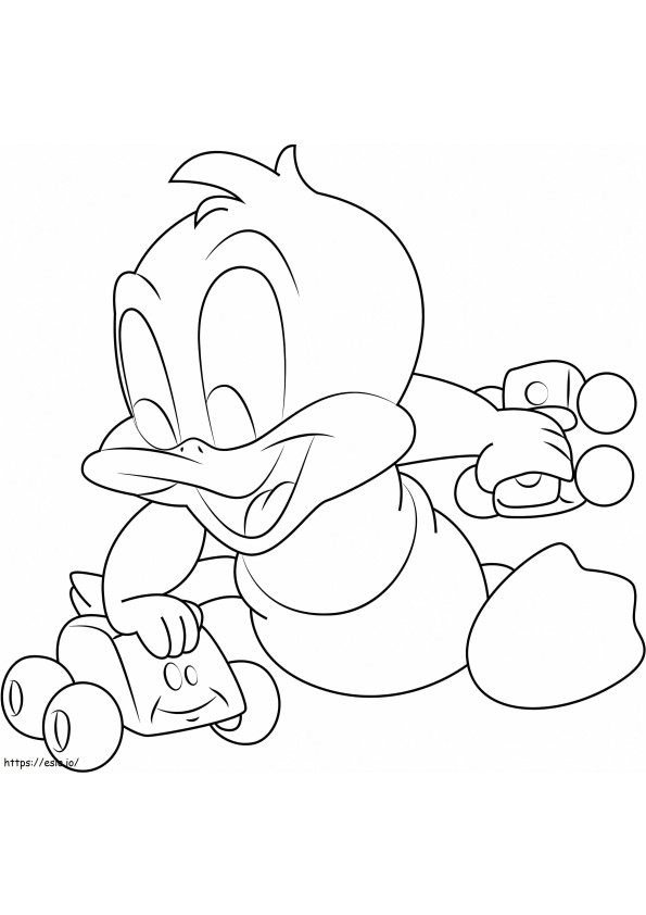 1531449939 Baby Daffy Playing Cars A4 coloring page