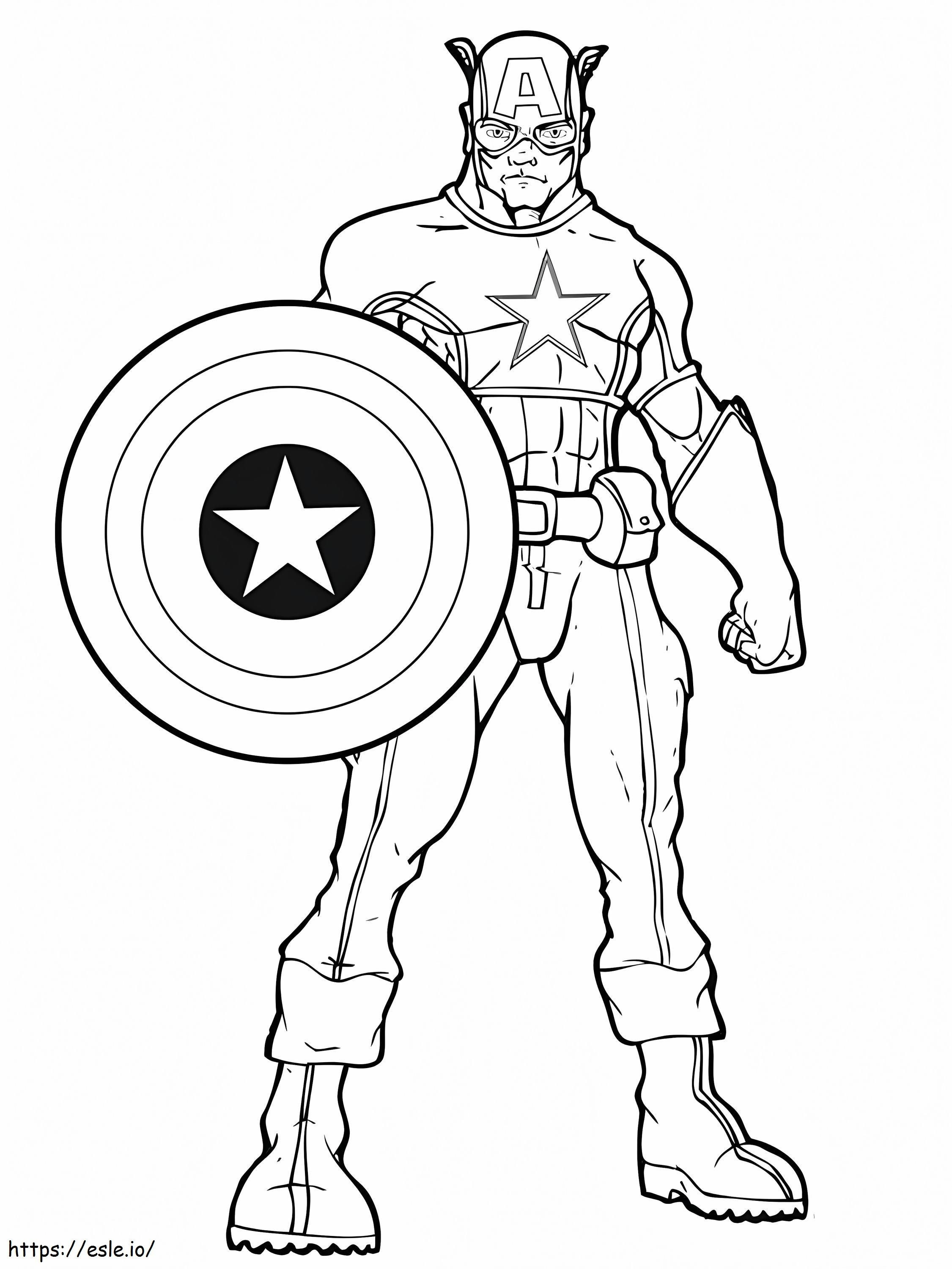 Capitán América y su escudo para colorear