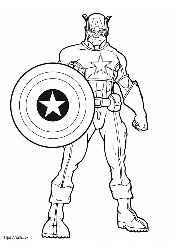 Capitão América e seu escudo para colorir