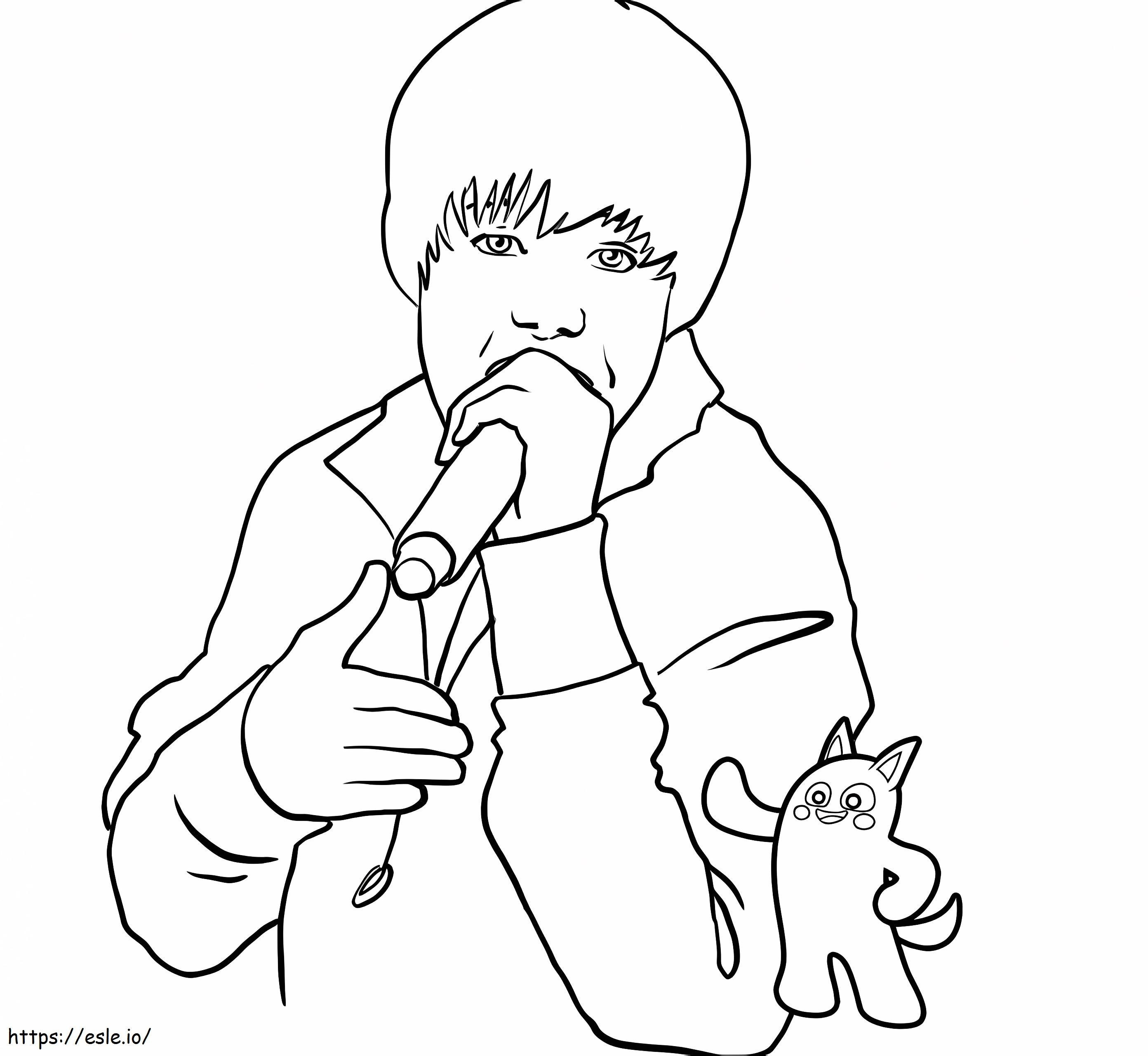 Coloriage Justin Bieber chante à imprimer dessin