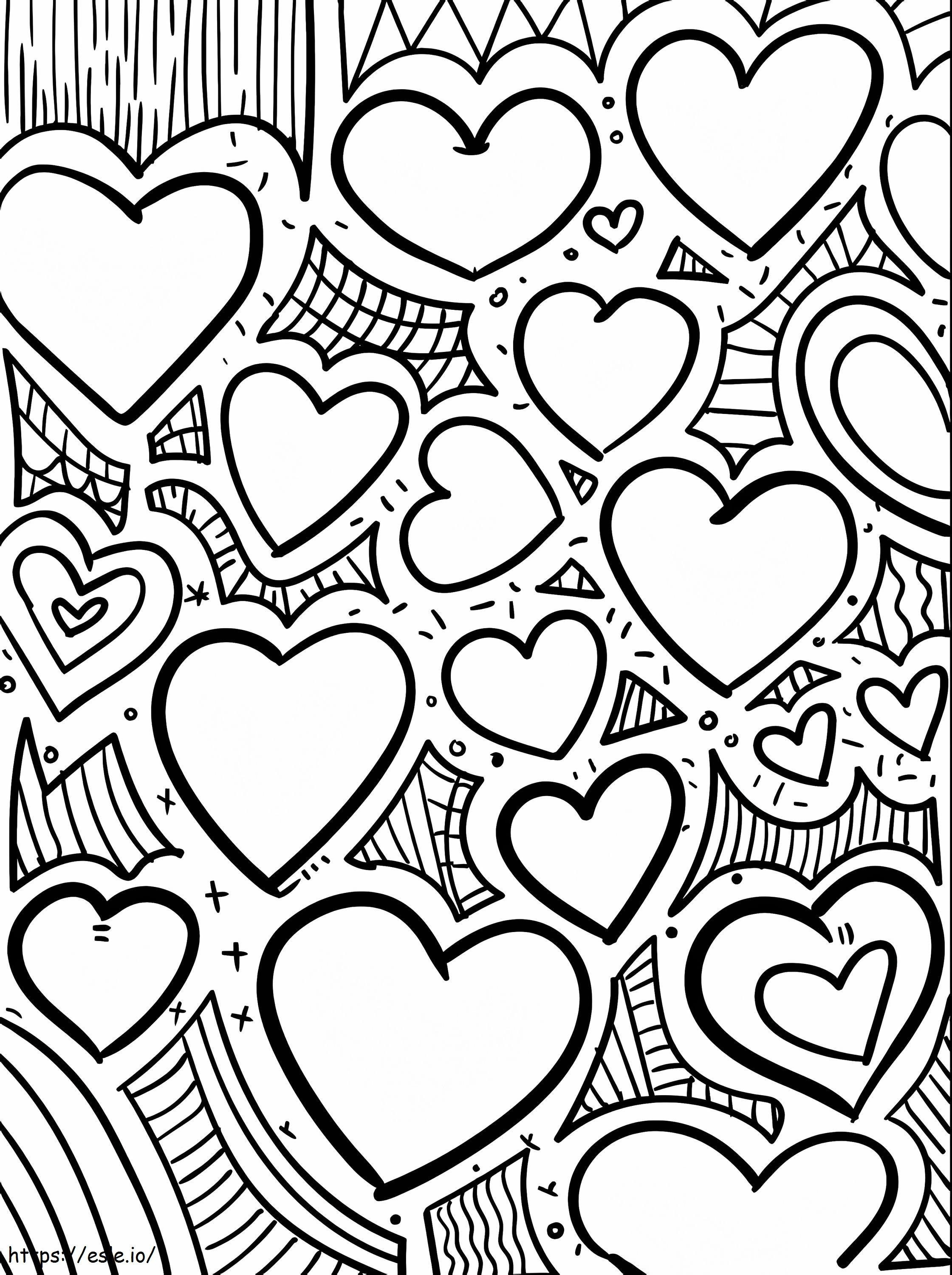 Desenho de corações para colorir