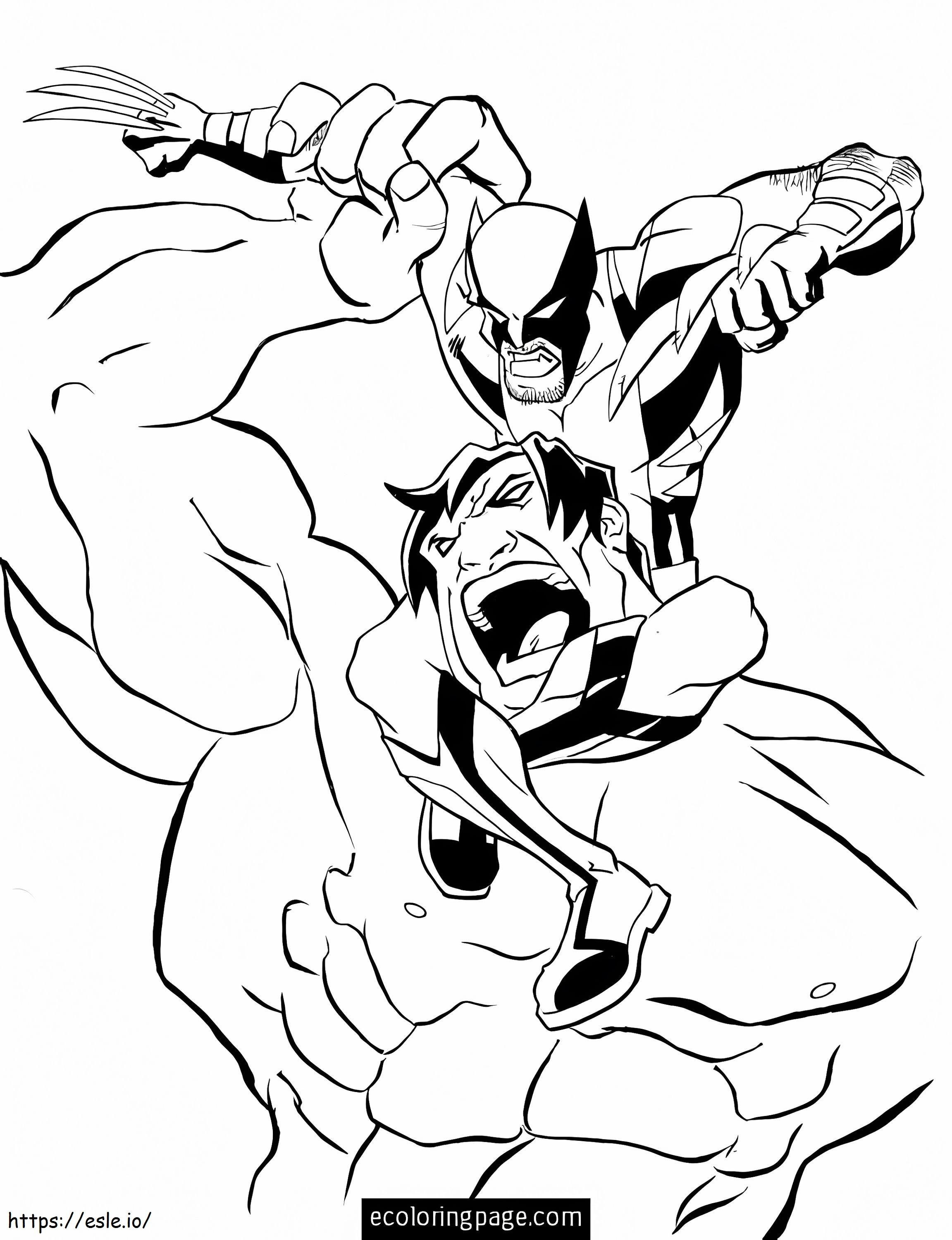 Hulk versus de Wolverine kleurplaat kleurplaat