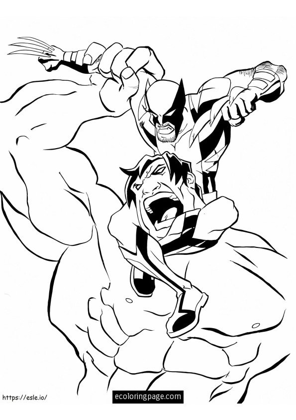 Hulk Contra O Wolverine para colorir
